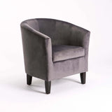 KELLY VELVET TUB ARMCHAIR - DARK GREY/MA LEG