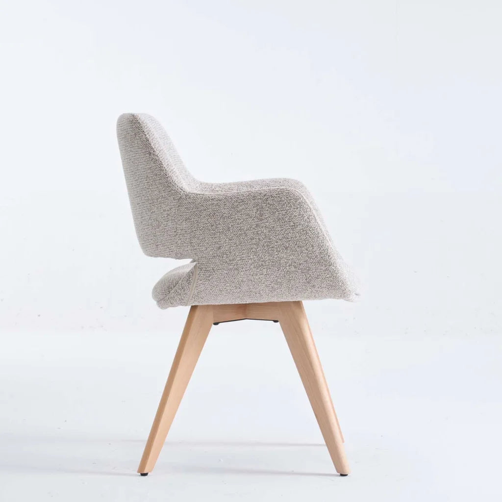 KIARA WOODEN DINING CHAIR - SPECKLED OATMEAL