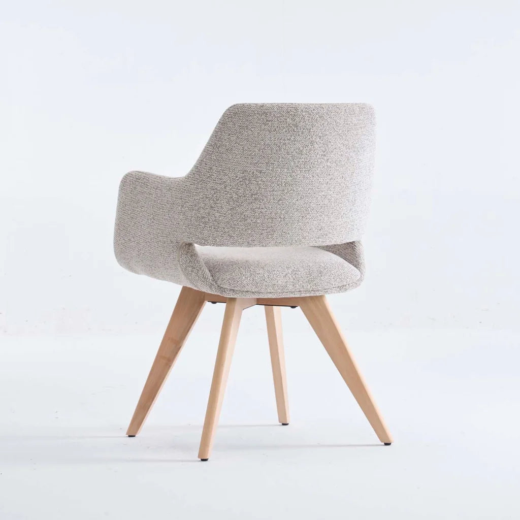 KIARA WOODEN DINING CHAIR - SPECKLED OATMEAL