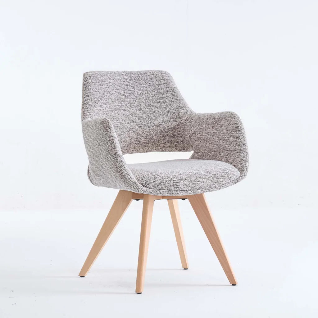 KIARA WOODEN DINING CHAIR - SPECKLED OATMEAL