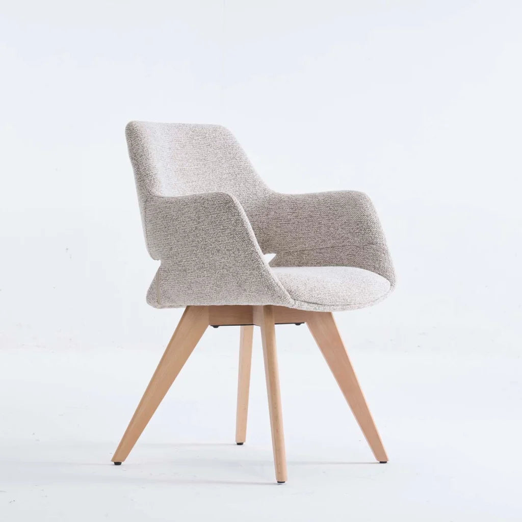 KIARA WOODEN DINING CHAIR - SPECKLED OATMEAL