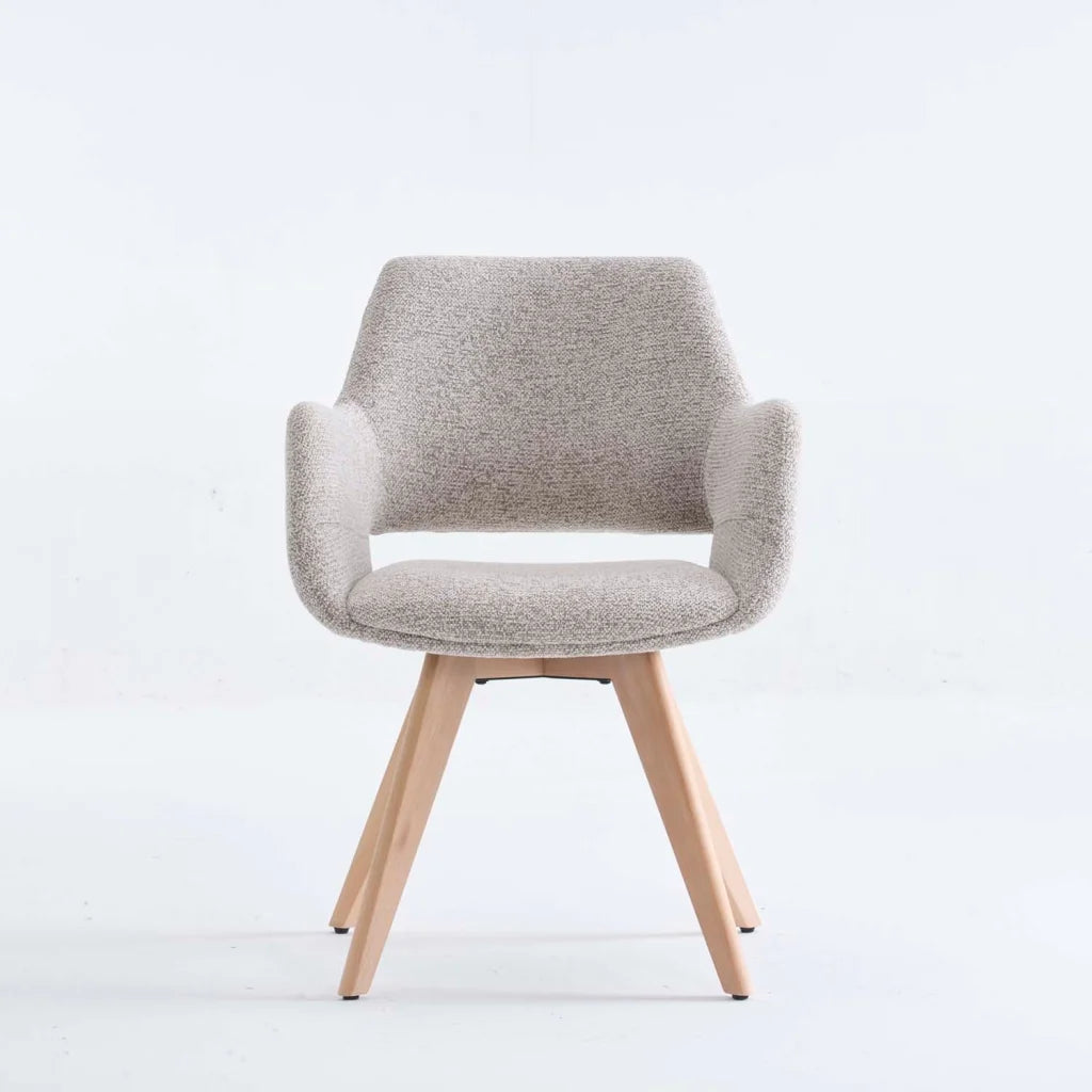 KIARA WOODEN DINING CHAIR - SPECKLED OATMEAL