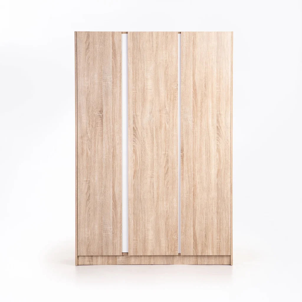 KIRA 3 DOOR ROBE - LIGHT OAK/WHITE