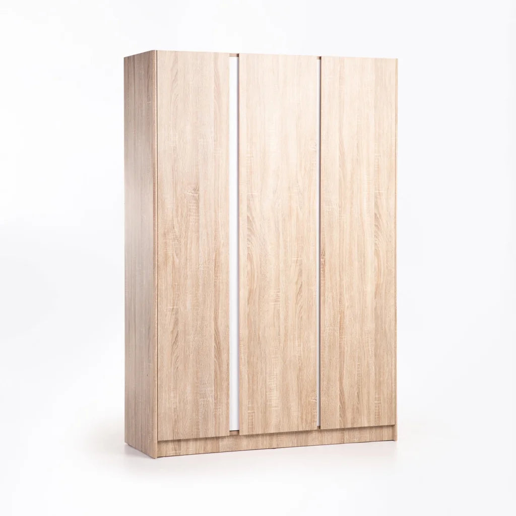 KIRA 3 DOOR ROBE - LIGHT OAK/WHITE