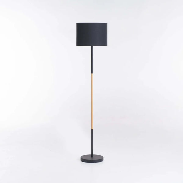Decofurn Lamp Floorblack + woodblack Fabric Shade 150cm Decofurn