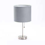 TABLE LAMP METAL BASE GREY FABRIC SHADE
