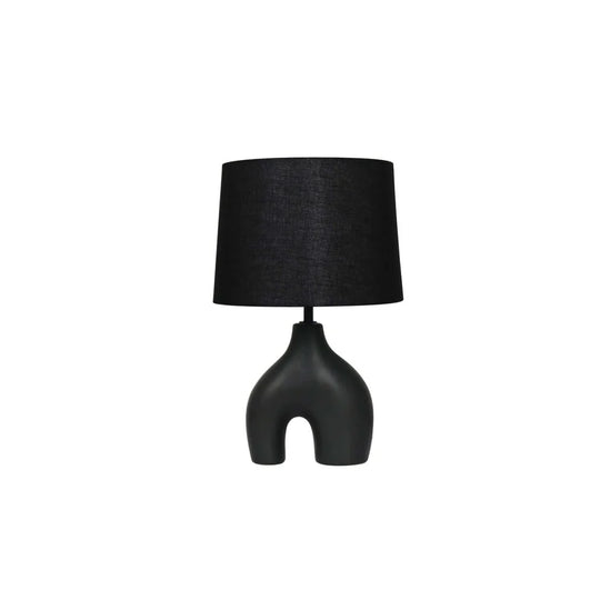 TABLE LAMP U SHAPE BLACK BLACK FABRIC SHADE