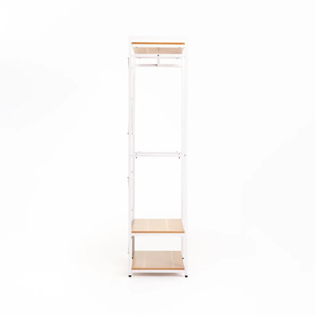 LARK 3 SHELF + HANAGING OPEN ROBE - BEECH/WHITE