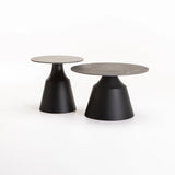 LEA SET OF 2 70/50cm STONE TOP COFFEE TABLE-BLACK