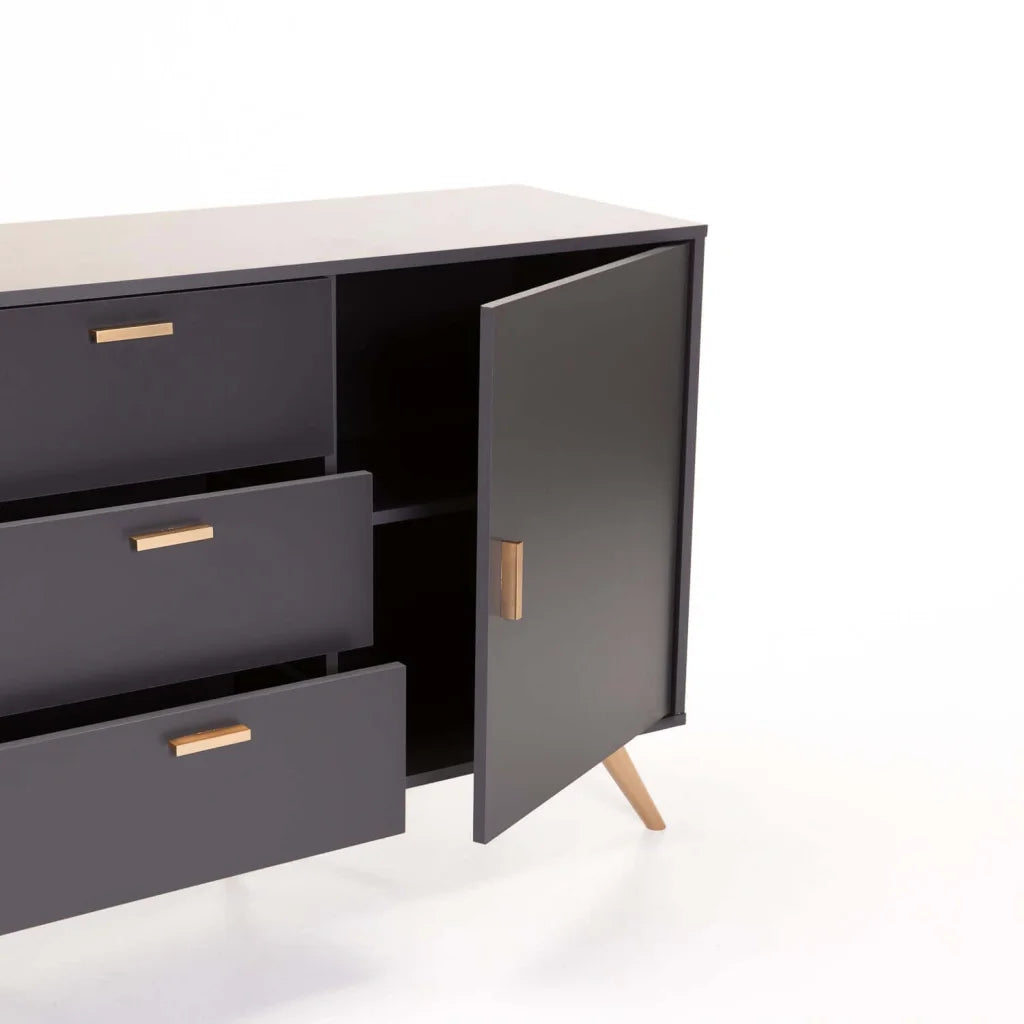 LENA 2 DOOR 3 DRAWER SIDEBOARD - GREY