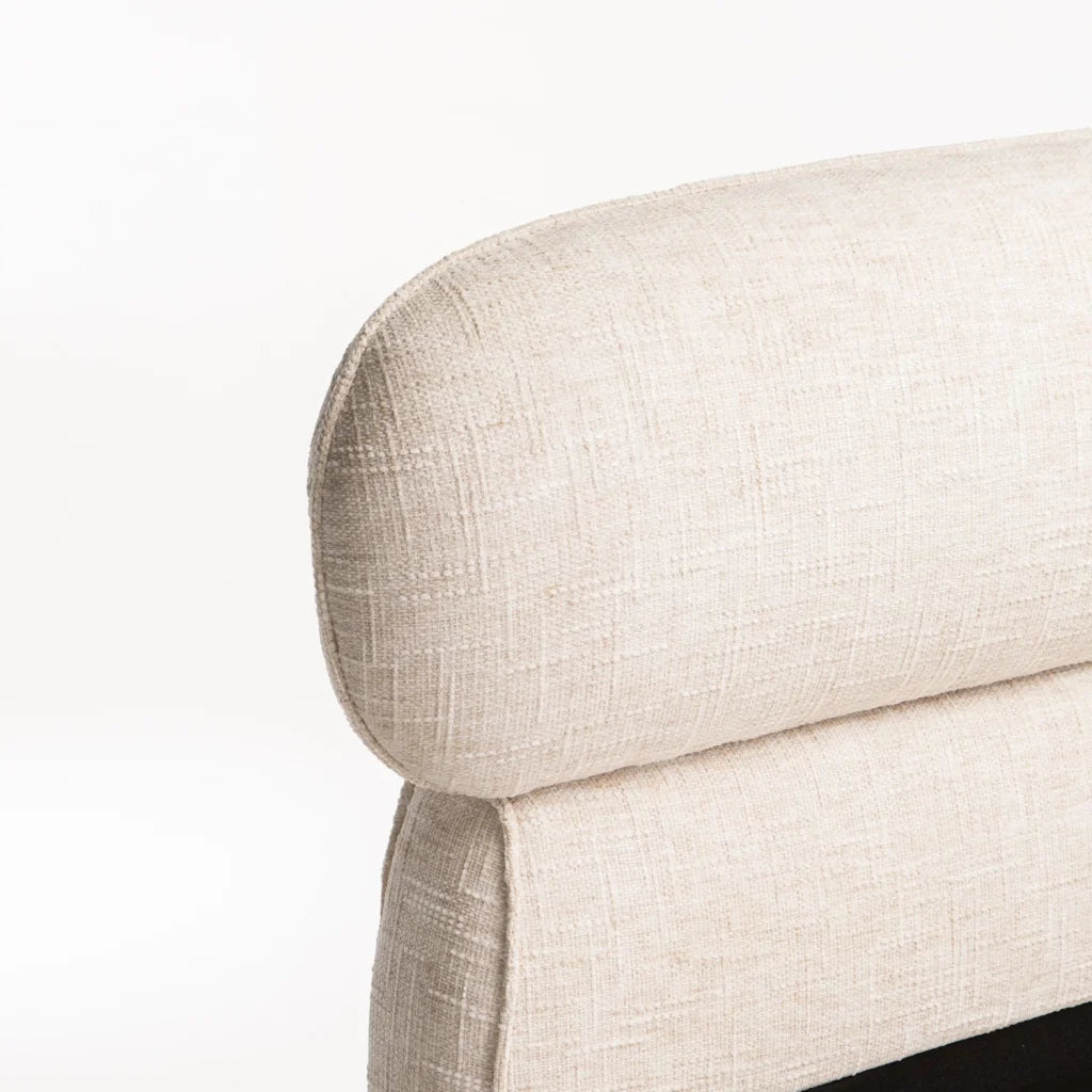 LILY TEXTURED FABRIC QUEEN XL BED - CREAM