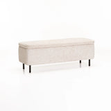 LILY TEXTURED FABRIC STORAGE OTTOMAN - CREAM