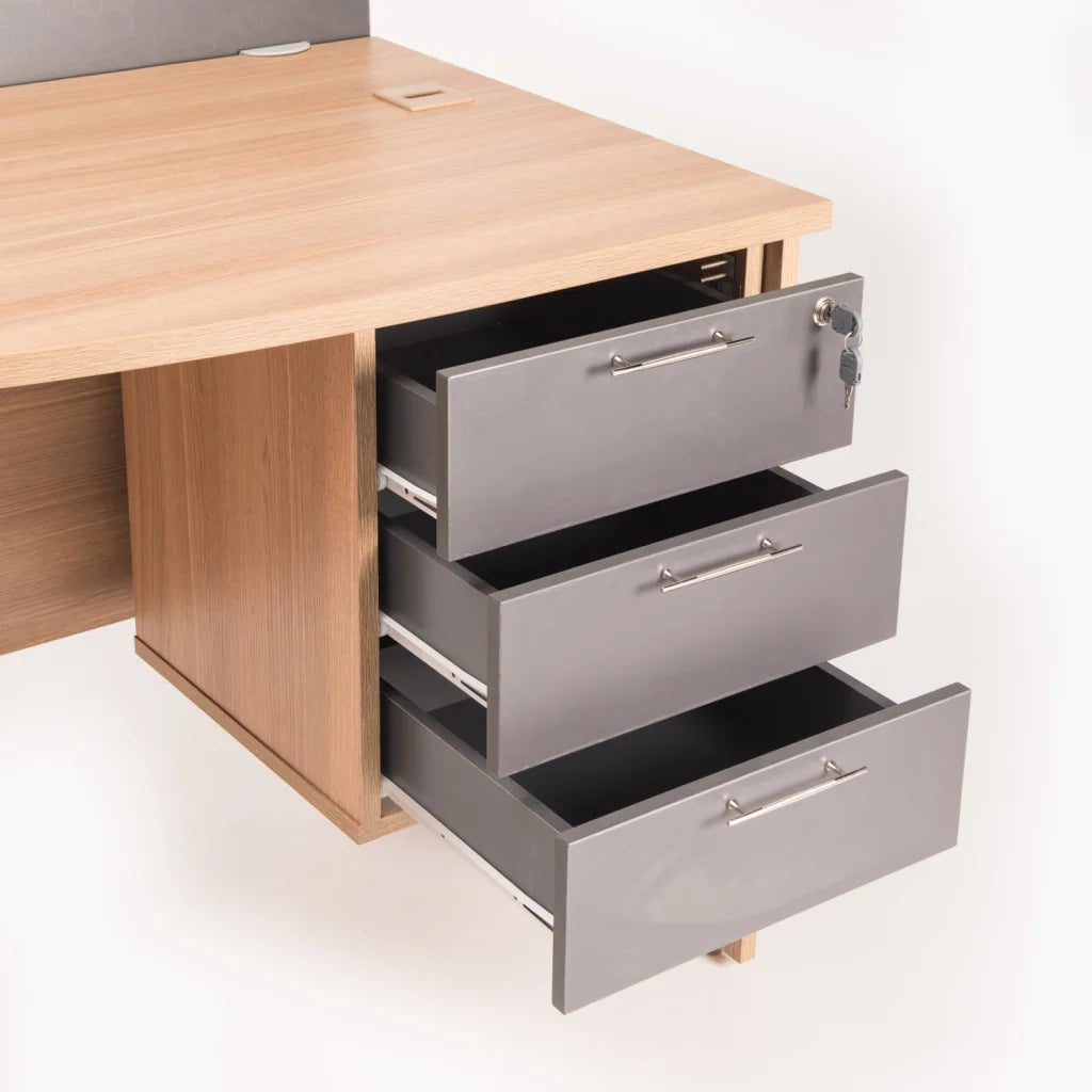 LOGO 3 DRAWER UNIT FOR DESKS - OAK/GREY