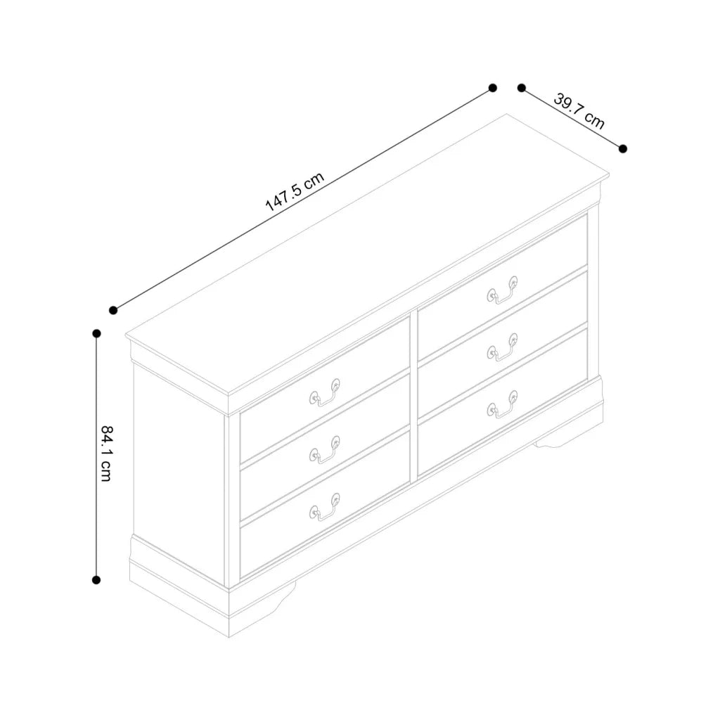 LOUISE 6 DRAWER DRESSER - DARK