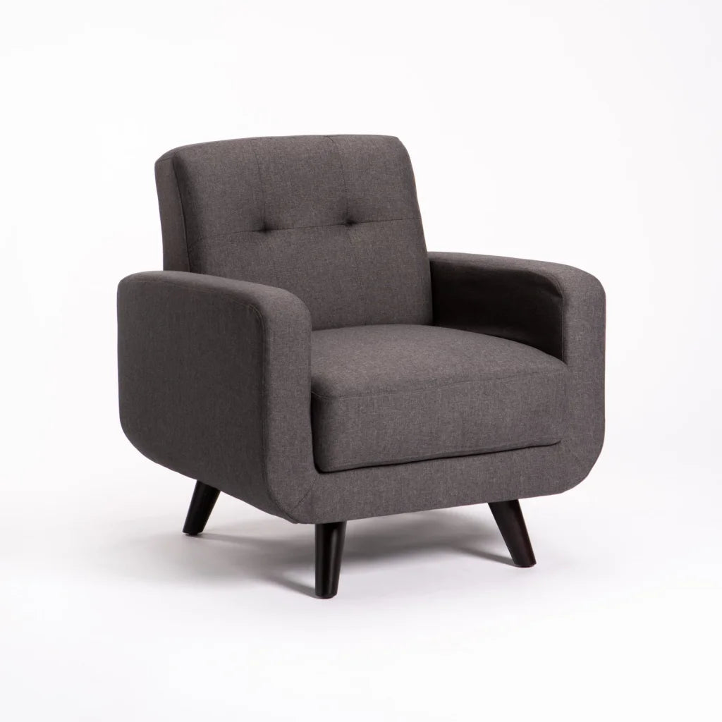 LUNA FABRIC ARMCHAIR - DARK GREY/DARK LEG