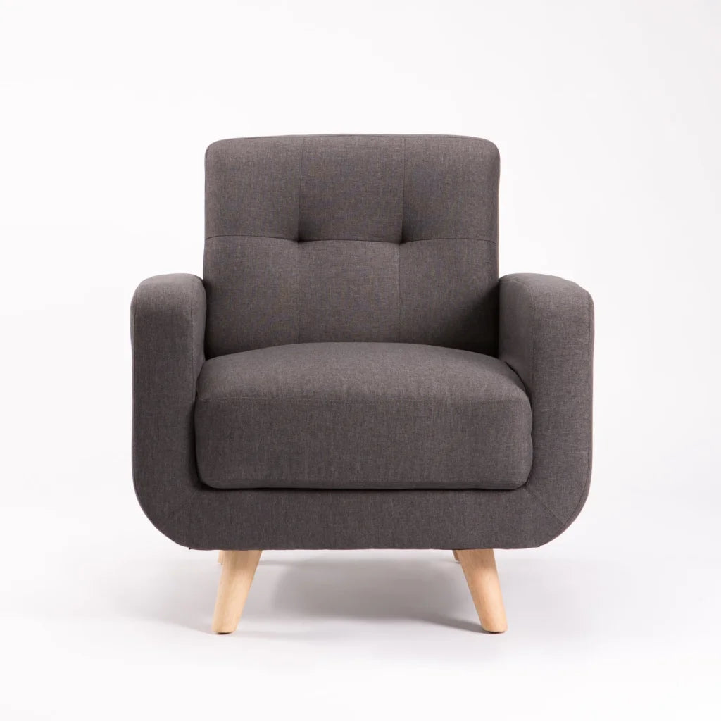 LUNA FABRIC ARMCHAIR - DARK GREY/NAT LEG