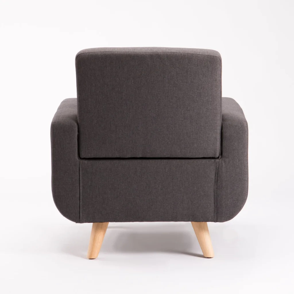 LUNA FABRIC ARMCHAIR - DARK GREY/NAT LEG