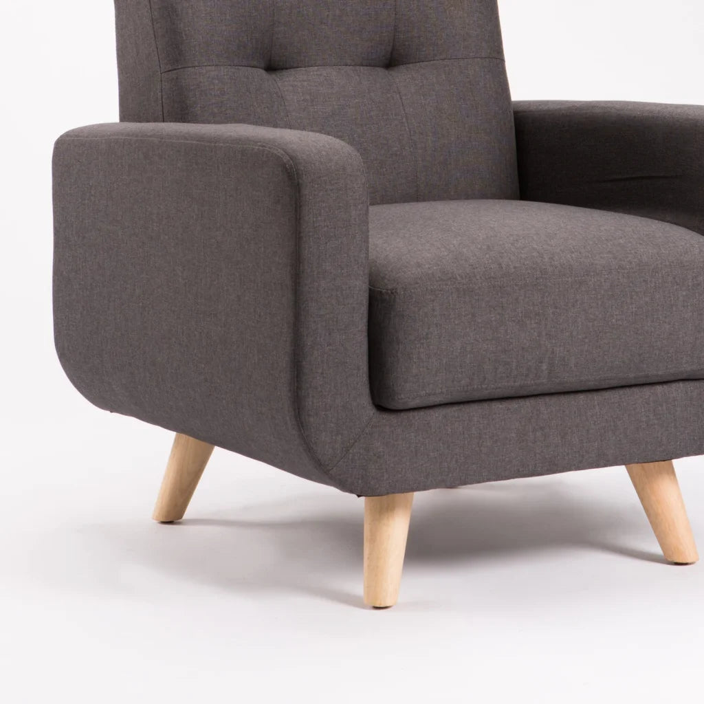 LUNA FABRIC ARMCHAIR - DARK GREY/NAT LEG