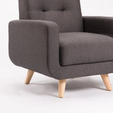 LUNA FABRIC ARMCHAIR - DARK GREY/NAT LEG