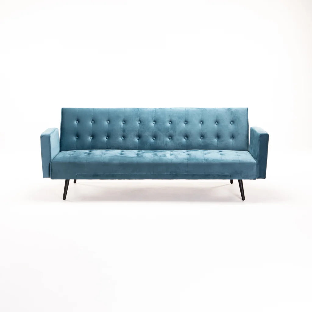 MAC VELVET SLEEPER COUCH - TEAL/BLACK LEGS