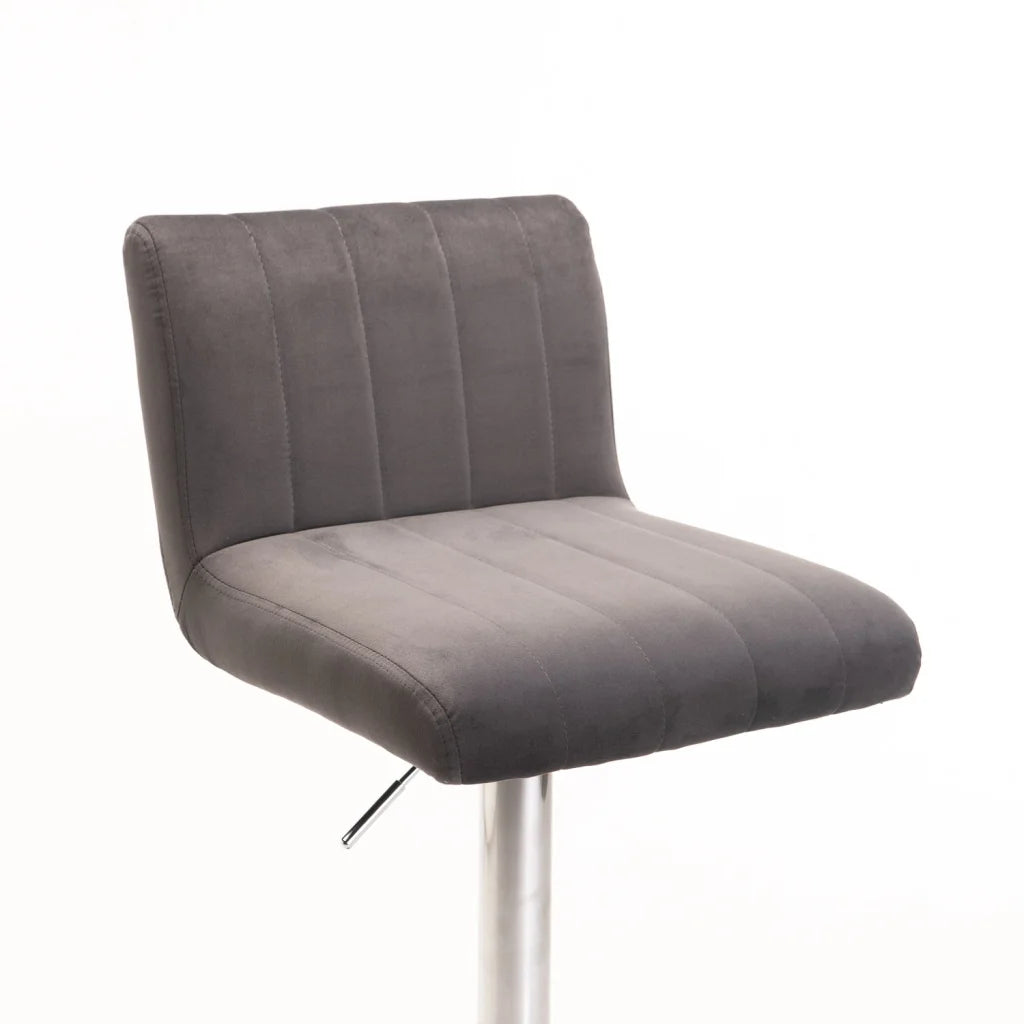 MIA VELVET BAR/KITCHEN STOOL - GREY
