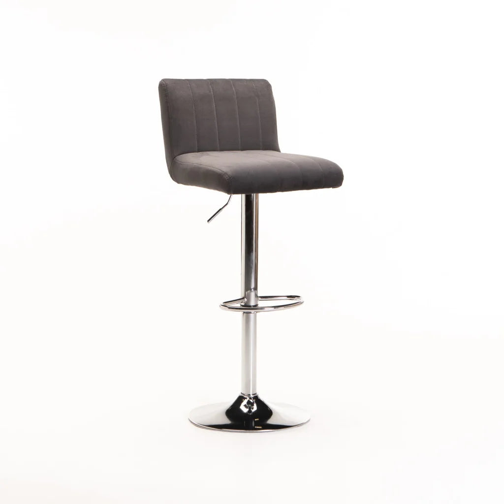 MIA VELVET BAR/KITCHEN STOOL - GREY