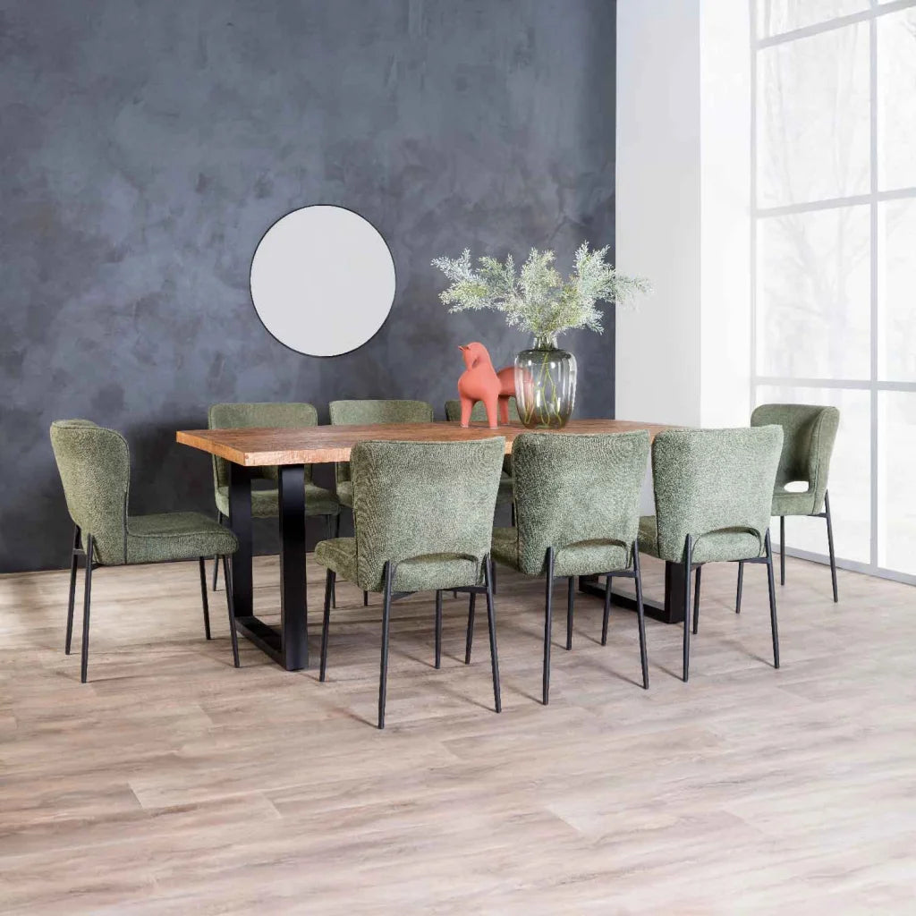 MODENA FABRIC DINING CHAIR - GREEN