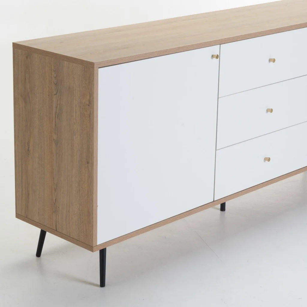MONZA 2 DOOR 3 DRAWER SIDEBOARD - OAK/WHITE