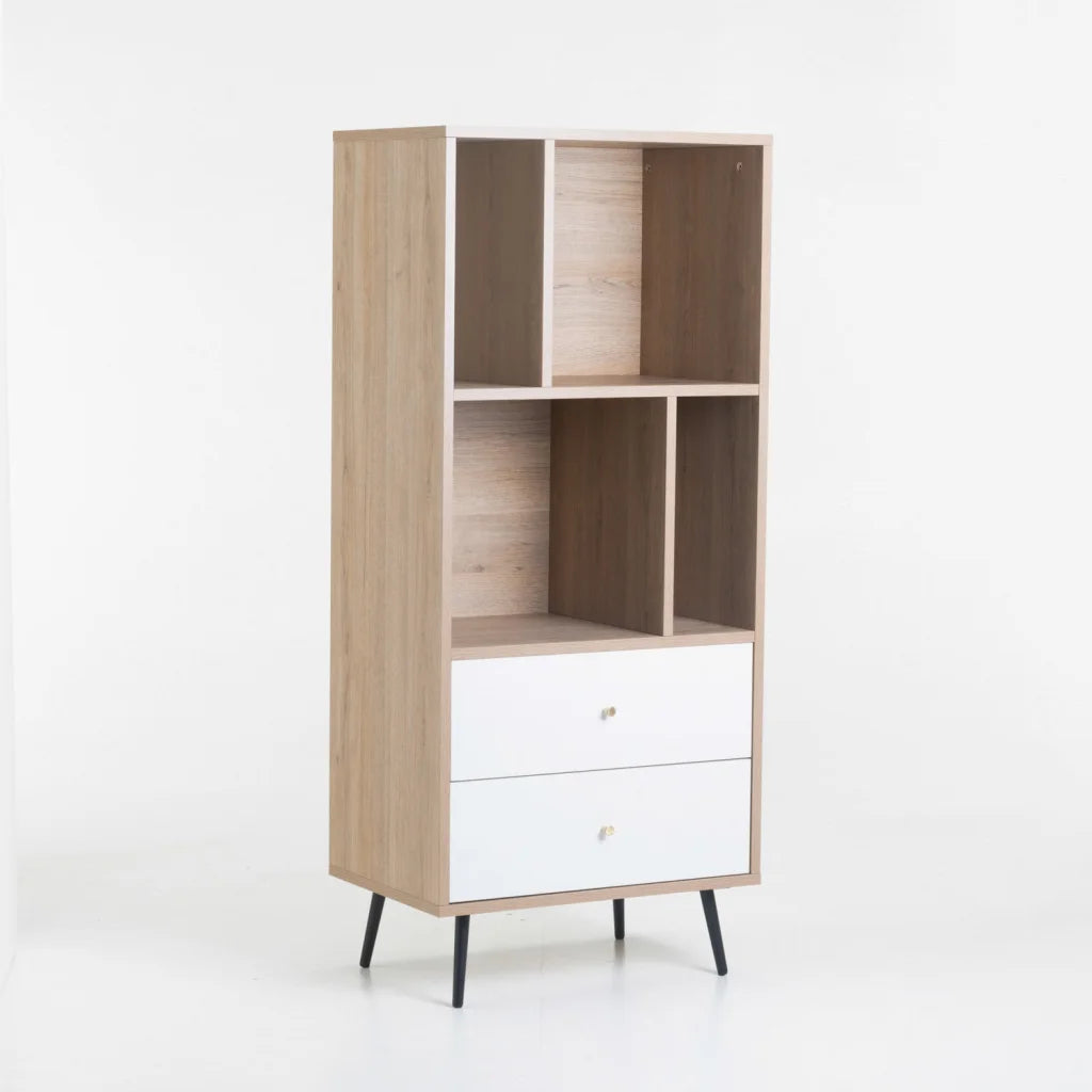 MONZA 2 DRAWER MULTI SHELF UNIT - OAK/WHITE