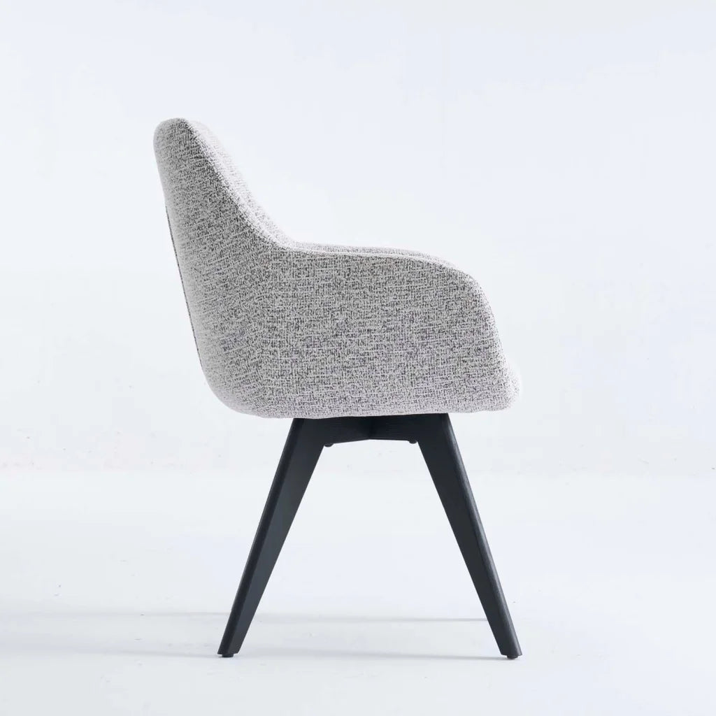 NELLA WOODEN DINING CHAIR - SPECKLED GREY
