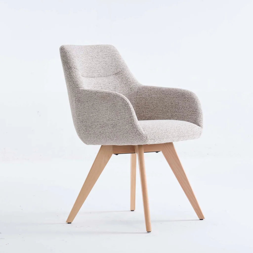 NELLA WOODEN DINING CHAIR - SPECKLED STONE