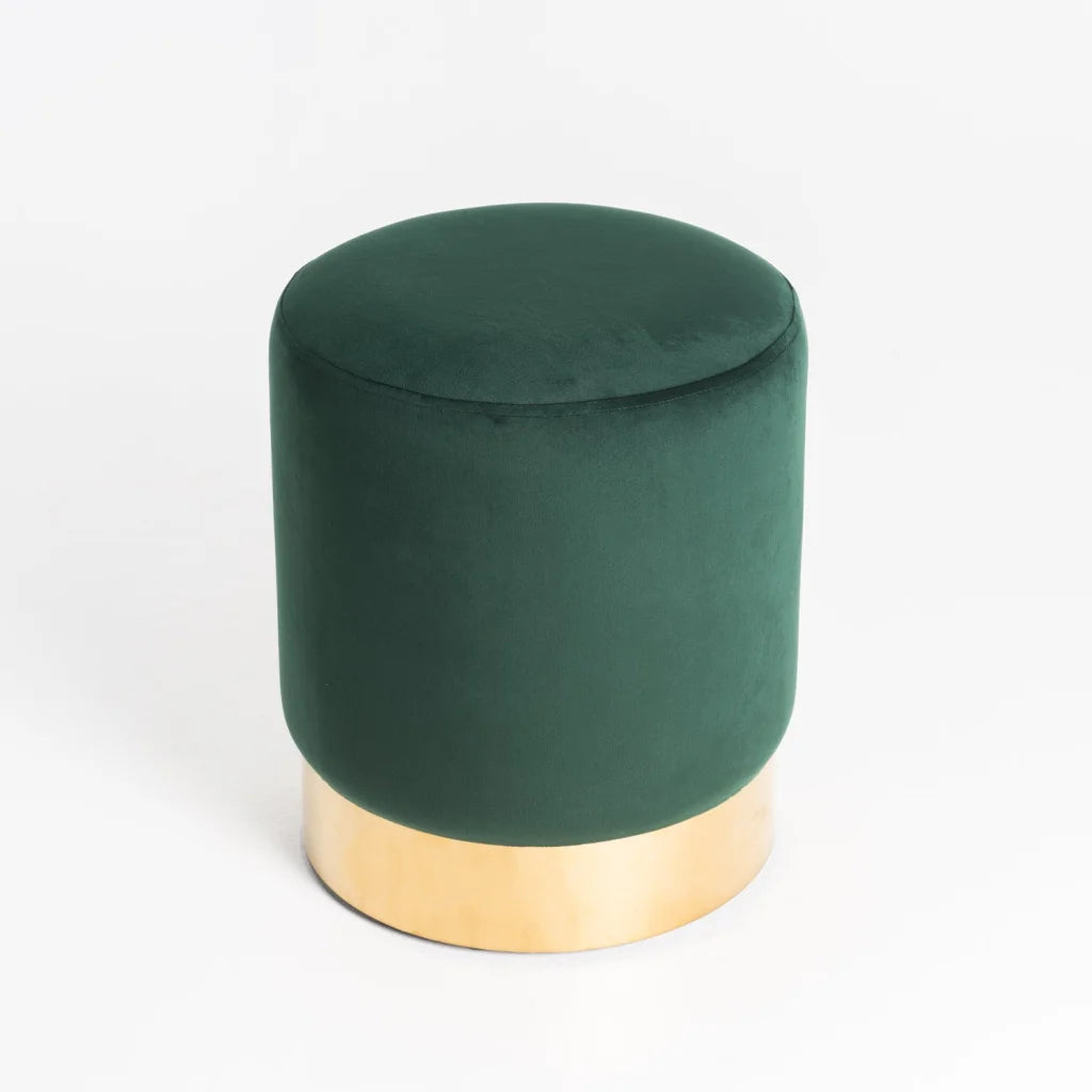 NEPTUNE VELVET OTTOMAN - FOREST GREEN