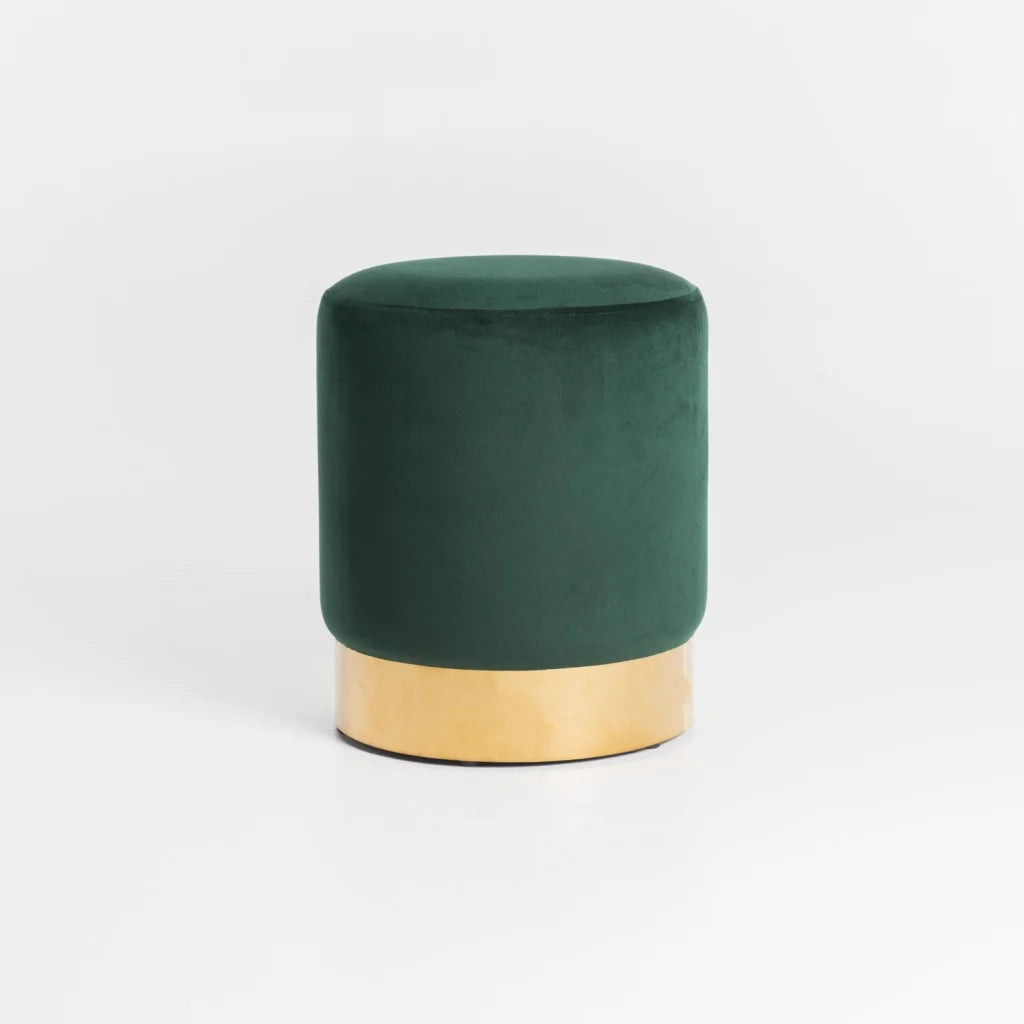 NEPTUNE VELVET OTTOMAN - FOREST GREEN