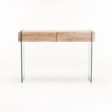 OPAL 110x40cm 12MM TEMP GLASS CONSOLE W/DR-OAK