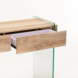 OPAL 110x40cm 12MM TEMP GLASS CONSOLE W/DR-OAK