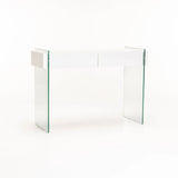 OPAL 110x40cm 12MM TEMP GLASS CONSOLE W/DR-WH