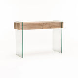 OPAL 110x40cm 12MM TEMP GLASS CONSOLE W/DR-OAK