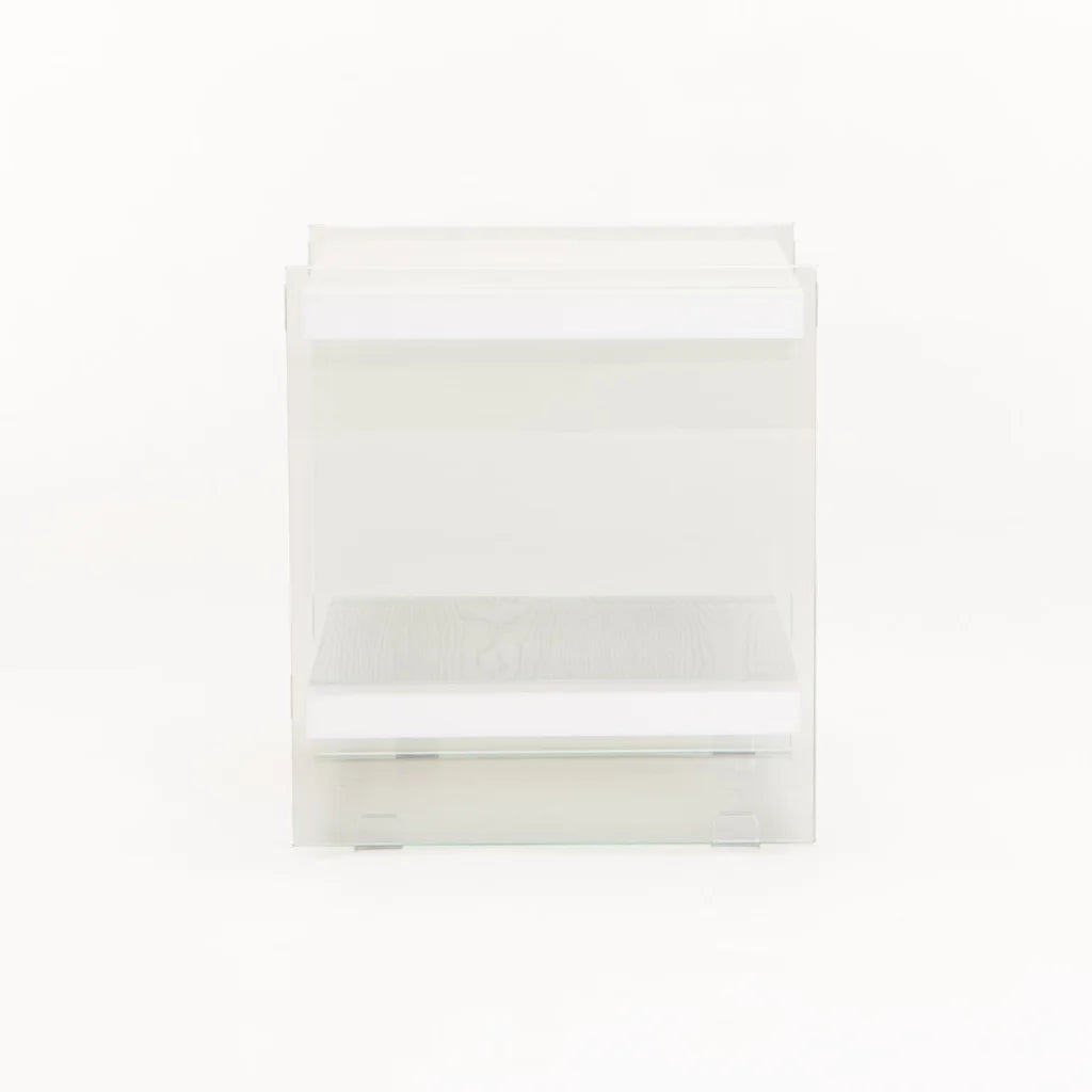 OPAL 45x45cm 8MM TEMPERED GLASS SIDE TABLE-WH