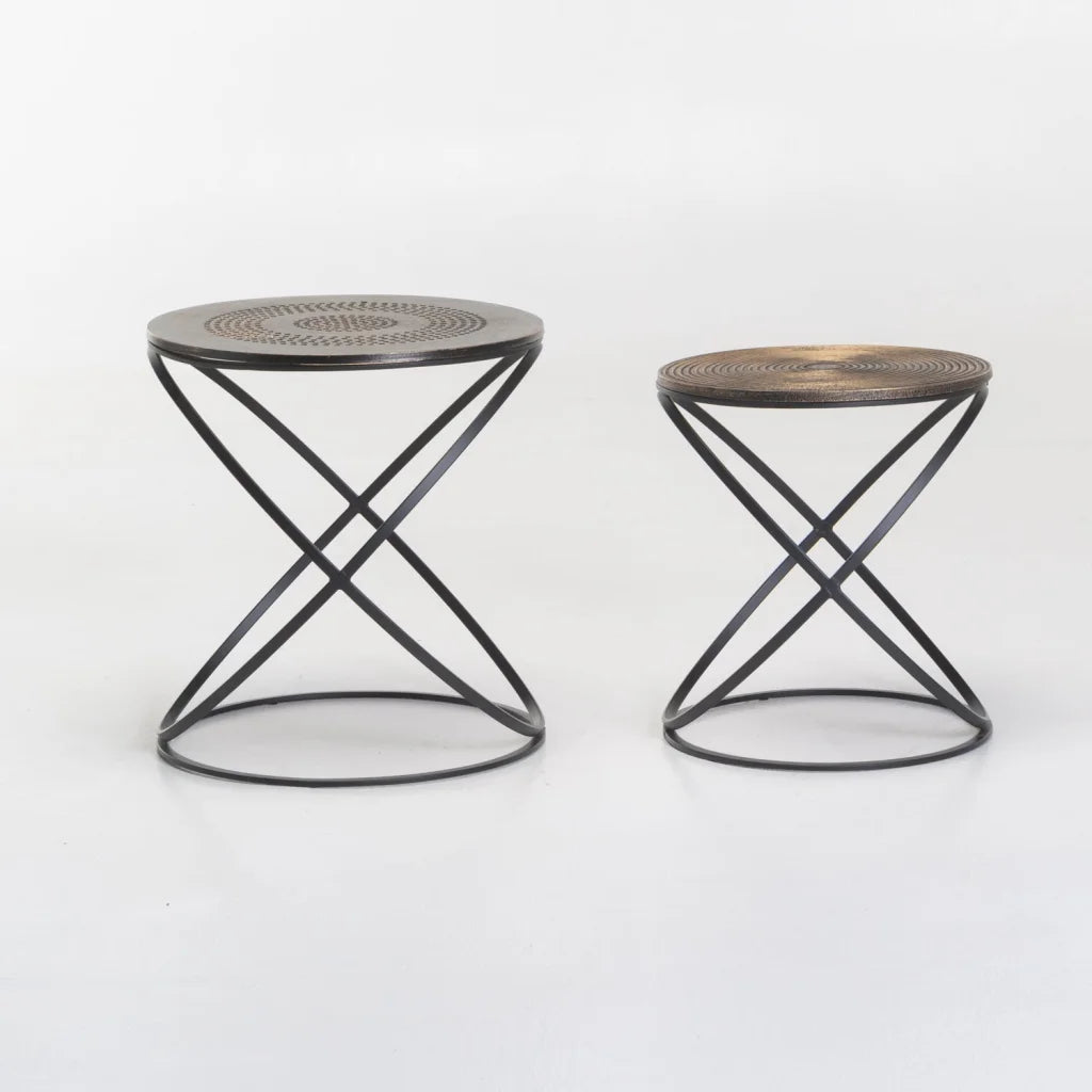 PAROS SET OF 2 TABLES - BLACK/GOLD