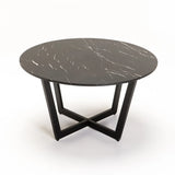 ROSE 80cm ROUND COFFEE TABLE - BLACK MARBLE