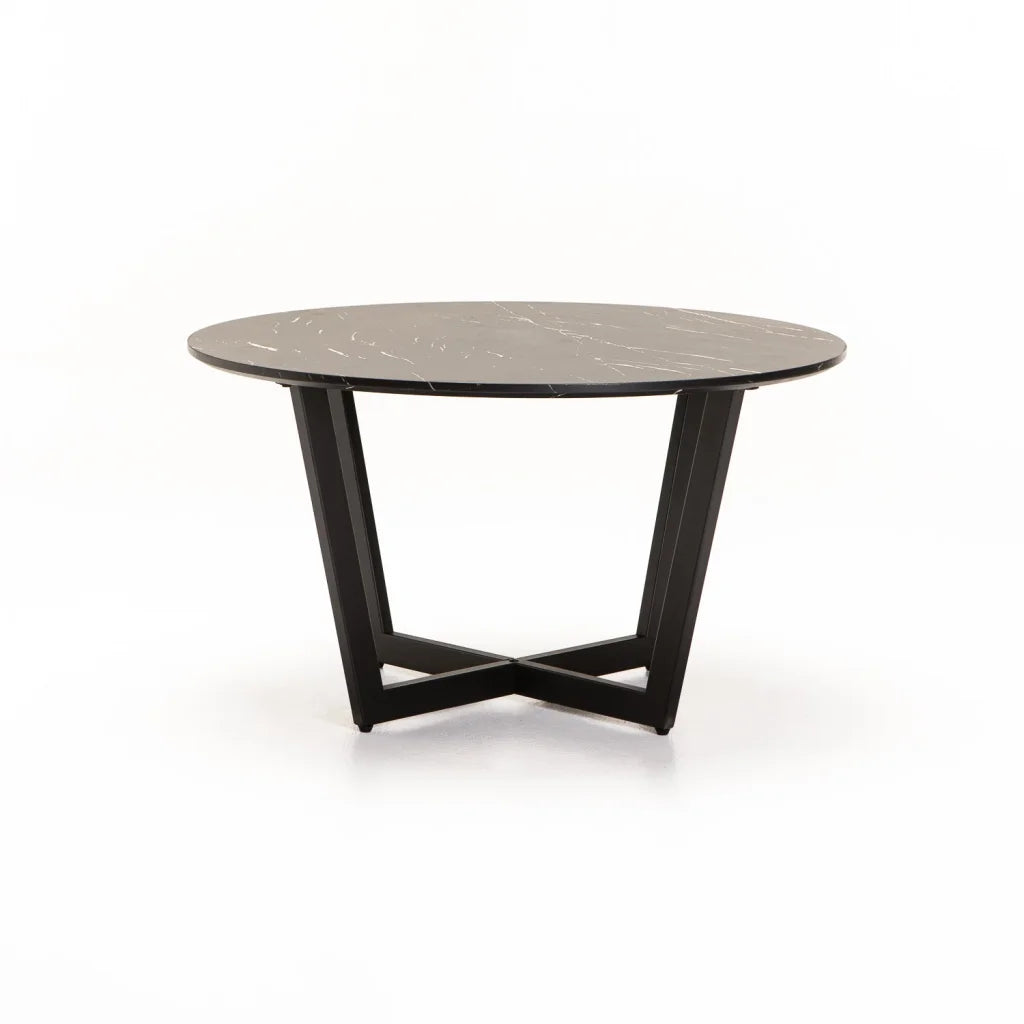 ROSE 80cm ROUND COFFEE TABLE - BLACK MARBLE