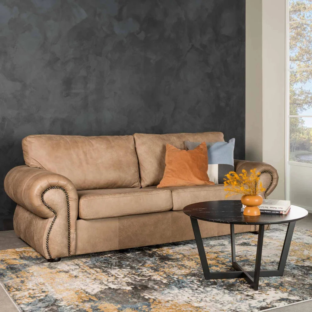 ROSE 80cm ROUND COFFEE TABLE - BLACK MARBLE
