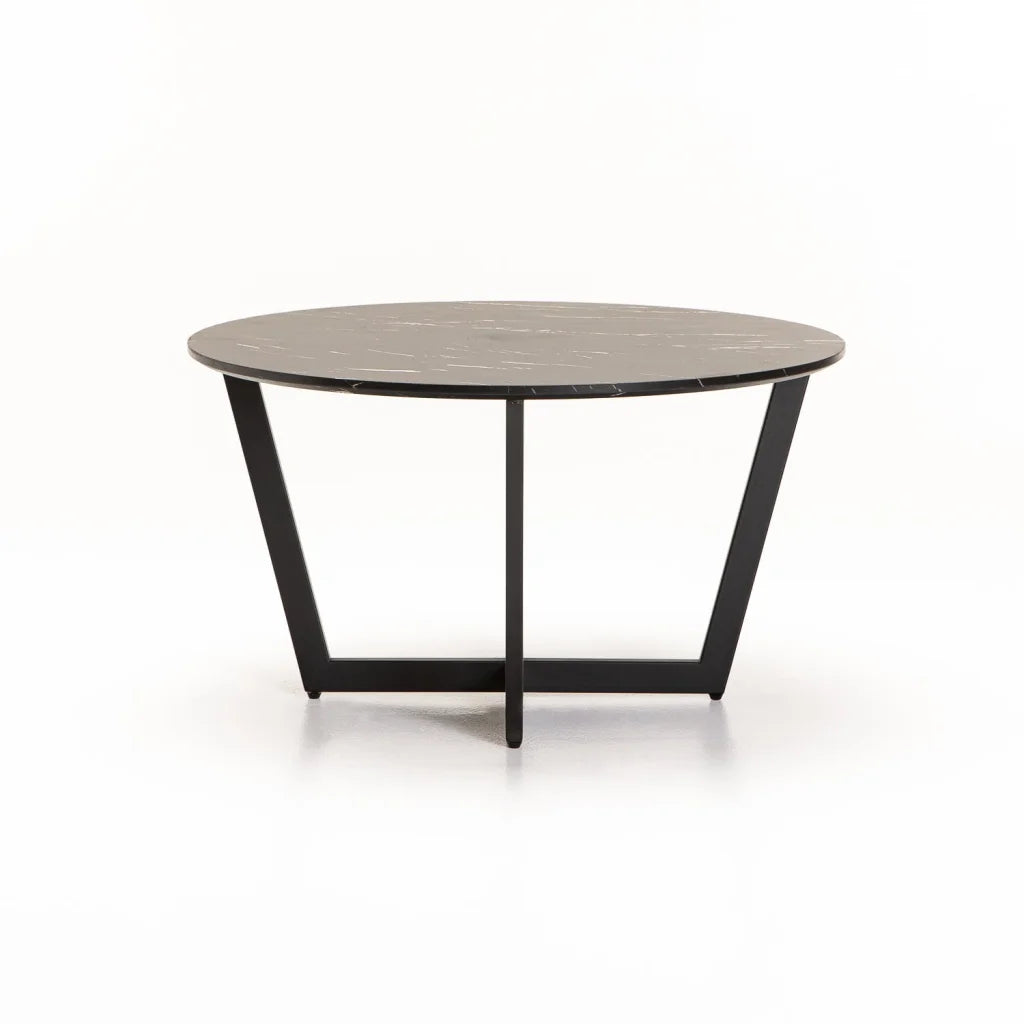 ROSE 80cm ROUND COFFEE TABLE - BLACK MARBLE