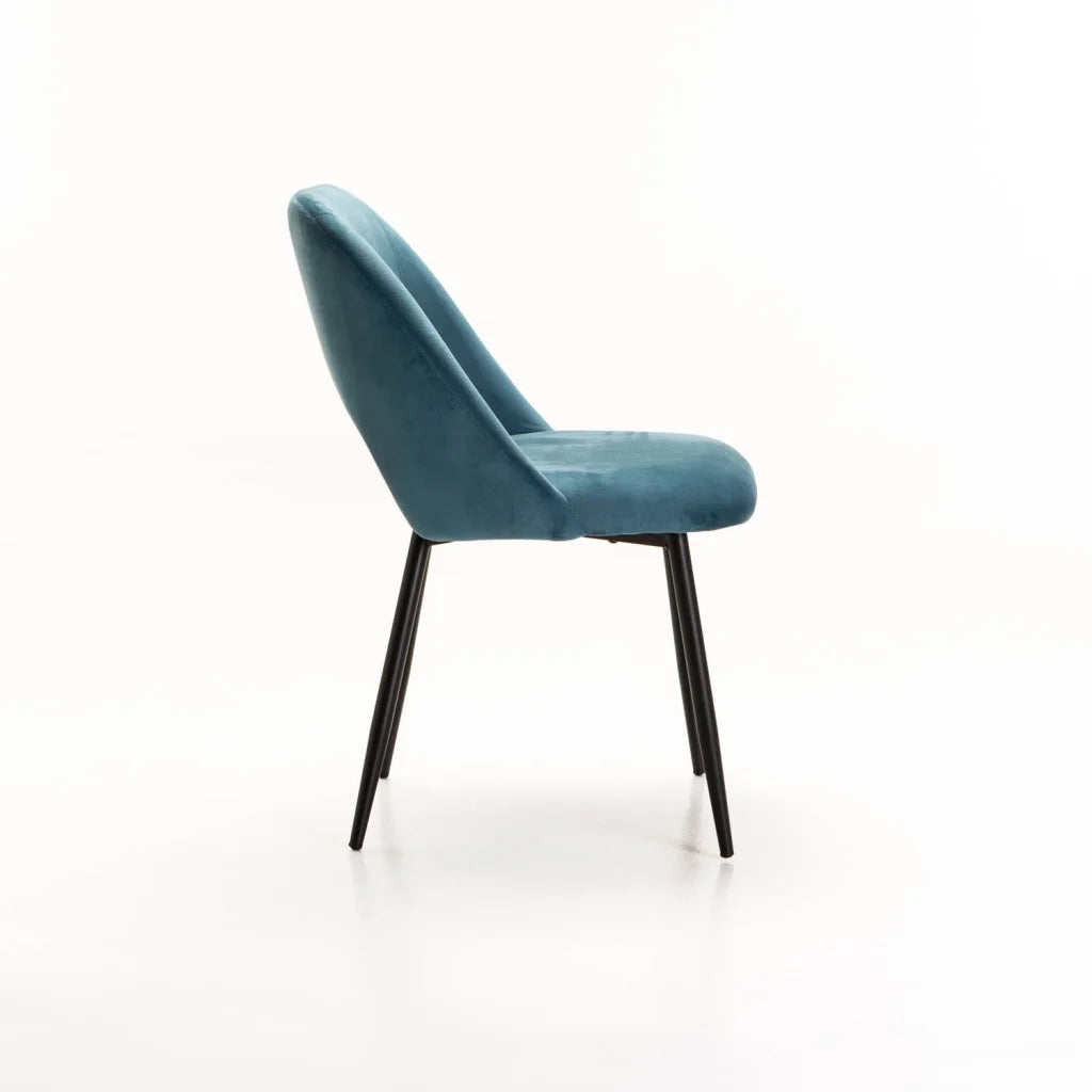 SADIE VELVET DINING CHAIR - PETROL BLUE
