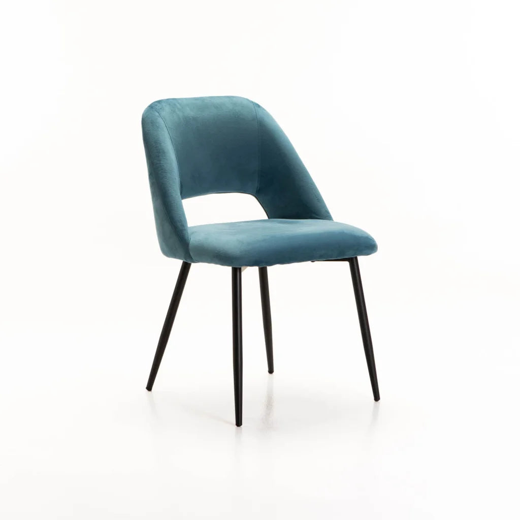 SADIE VELVET DINING CHAIR - PETROL BLUE