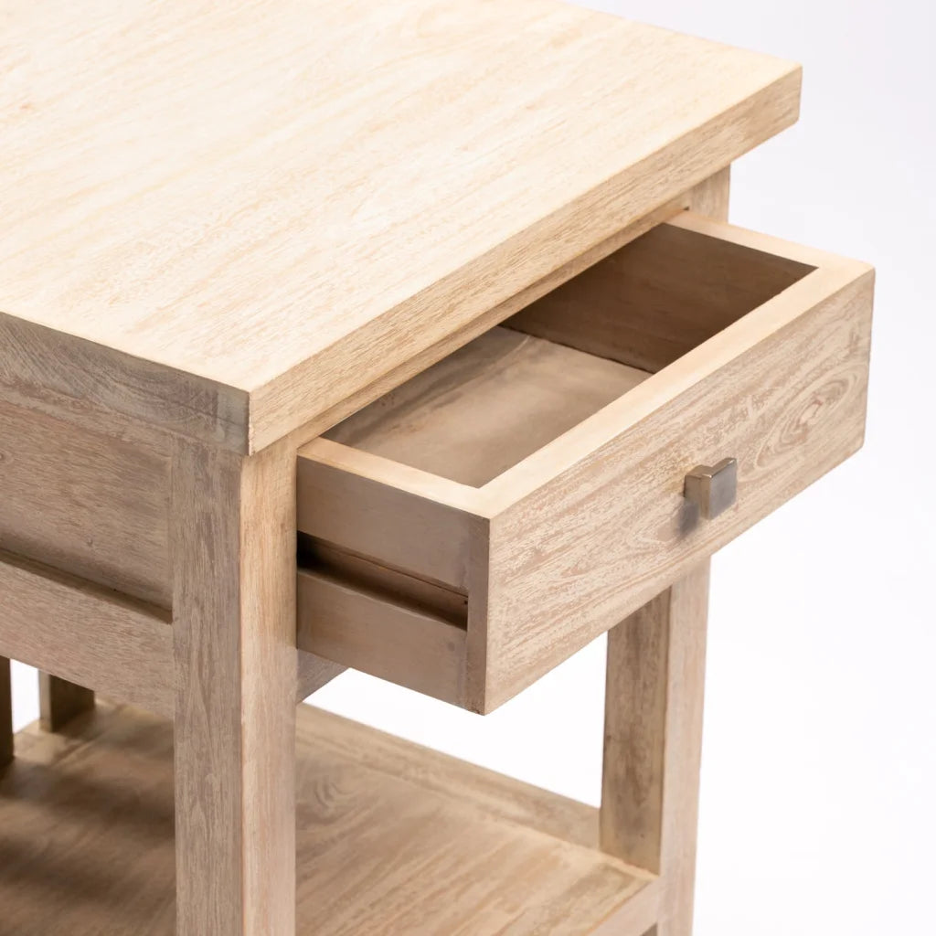 SARI WHITEWASH 1 DRAWER PEDESTAL