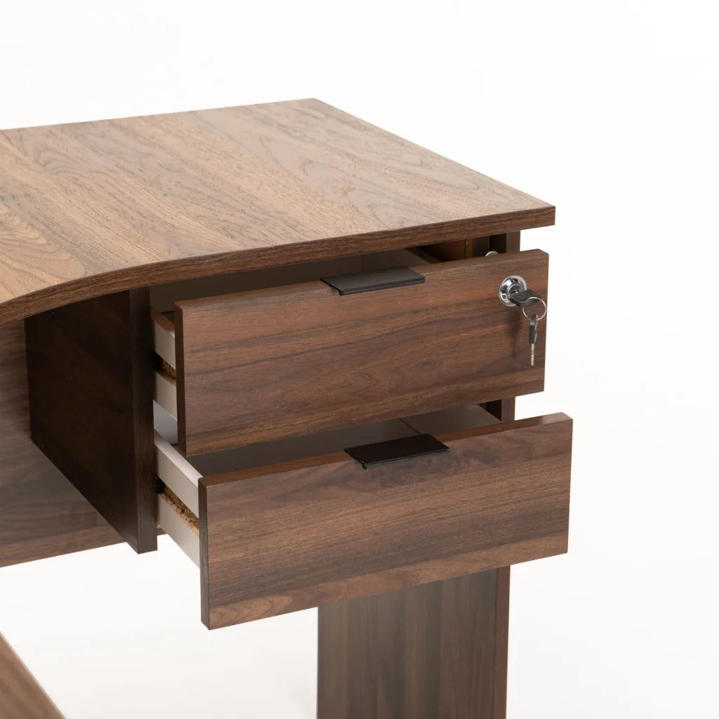 SOHO 120cm 2 DRAWER CORNER DESK - WALNUT