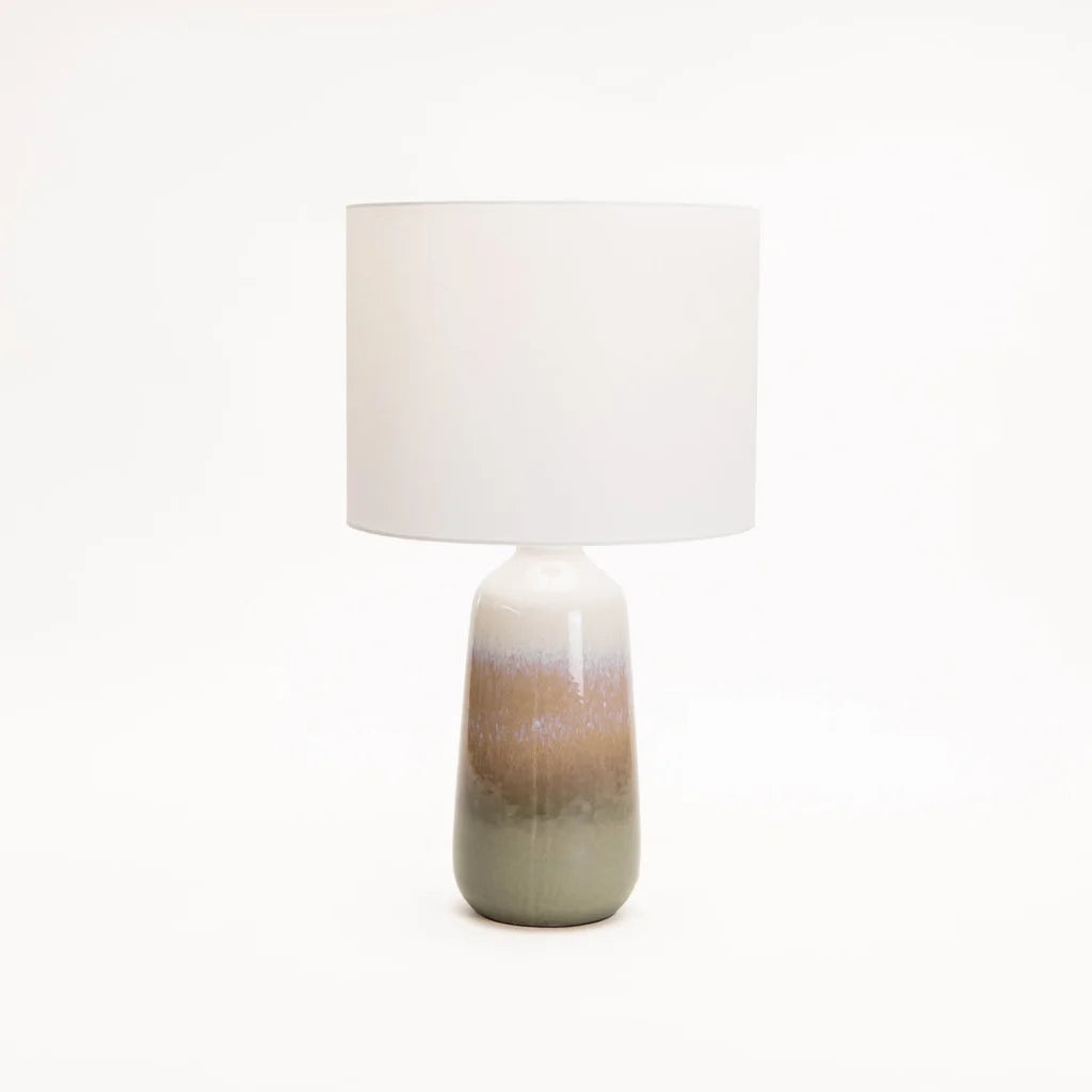 TABLE LAMP CERAMIC OMBRE WITH WHITE FABRIC SHADE