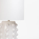 TABLE LAMP WHITE DOTTED BASE WHITE FABRIC SHADE