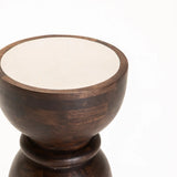 TAJ MARBLE & SOLID WOOD SIDE TABLE